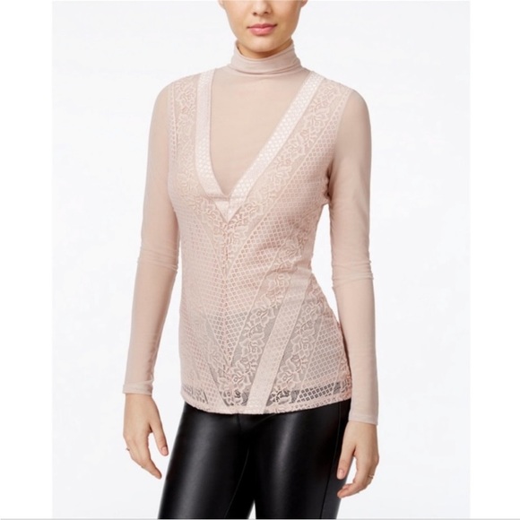 GUESS Riva Mesh Turtleneck Top - Picture 7 of 8